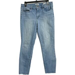 delaluz Ankle Mid Rise Skinny Jeans Women Size 12 Blue Denim  DIY Cut Off Hem